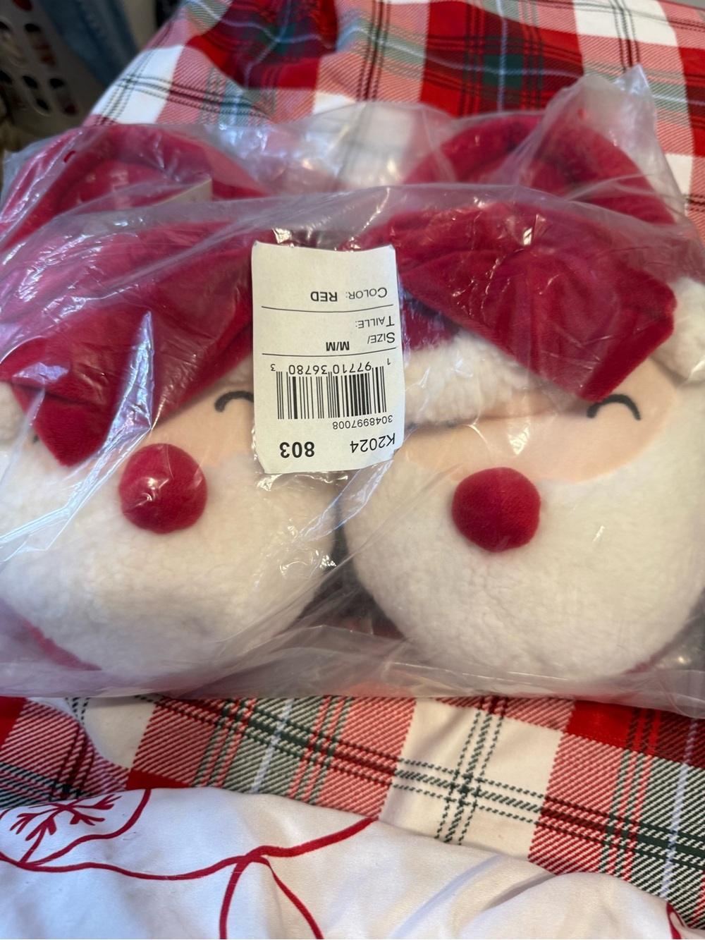 The Children's Place Red and White Plush Holiday Slippers